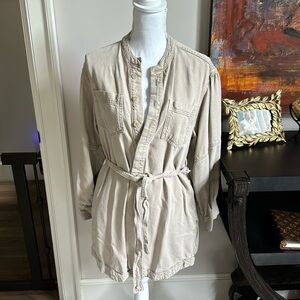 AG denim military inspired shirt dress. Color: dry dust size small